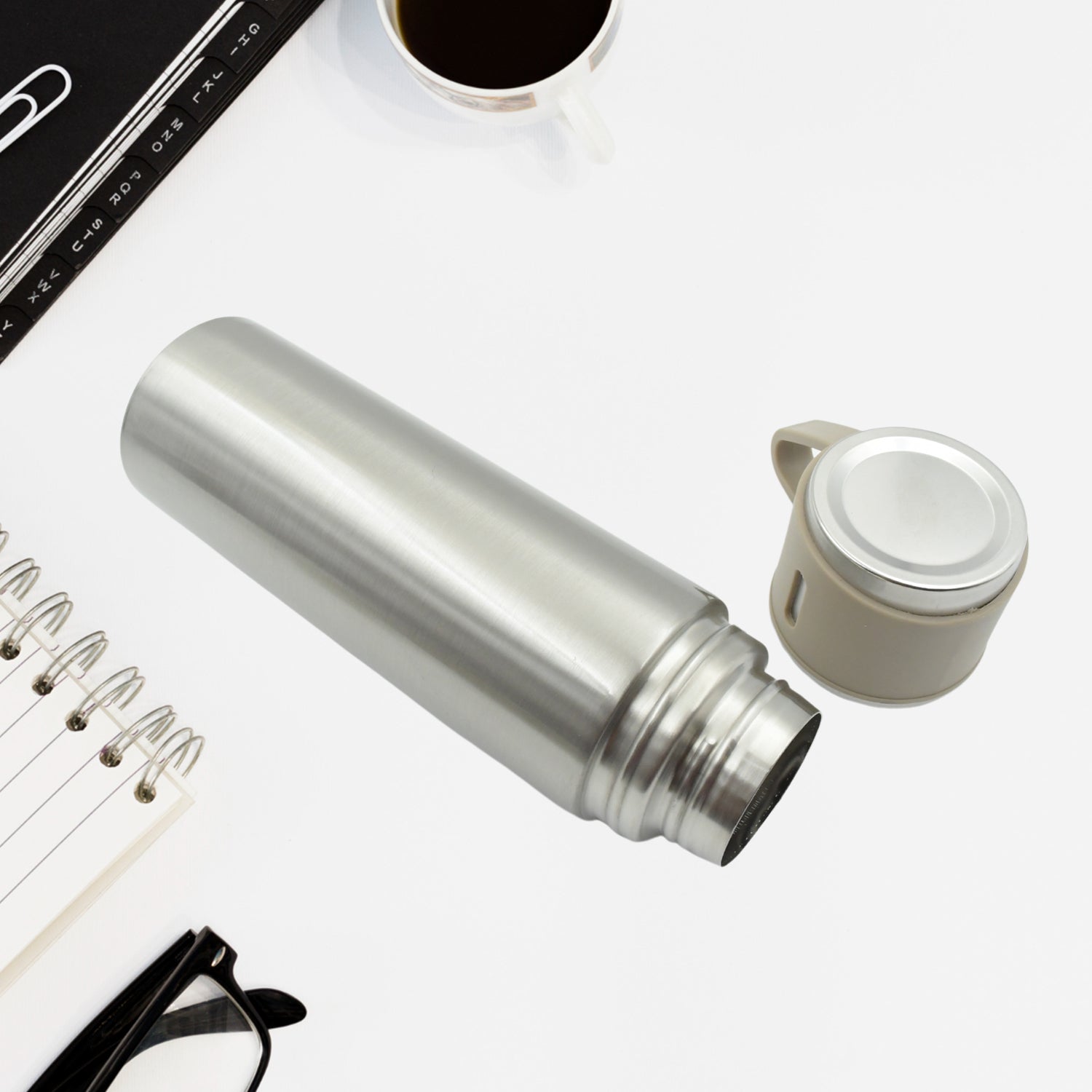 Stainless Steel Vacuum Flask Set with 3 Steel Cups Combo for Coffee Hot Drink and Cold Water Flask Ideal Gifting Travel Friendly Latest Flask Bottle. (500ml) Stainless Steel Vacuum Flask Set with 3 Steel Cups Combo for Coffee Hot Drink and Cold Water Flask Ideal Gifting Travel Friendly Latest Flask Bottle. (500ml)